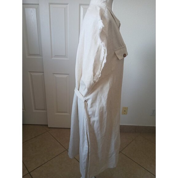 Mlle Gabrille Women's Button Front Shirt Dress Size 2X‎ Cream Belt Collared Boho - Picture 5 of 16